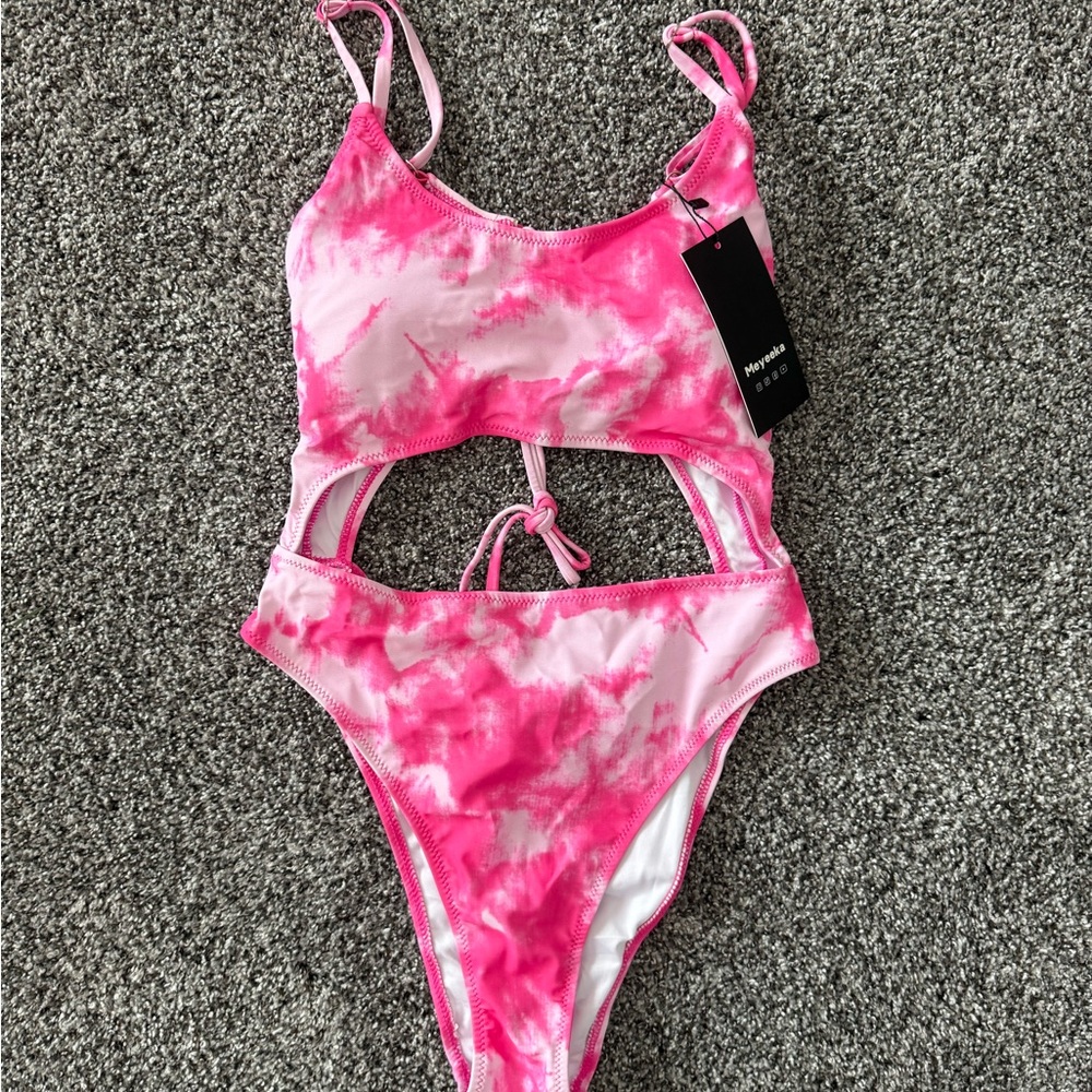 Pink Tie-Dye Women Swim One Piece